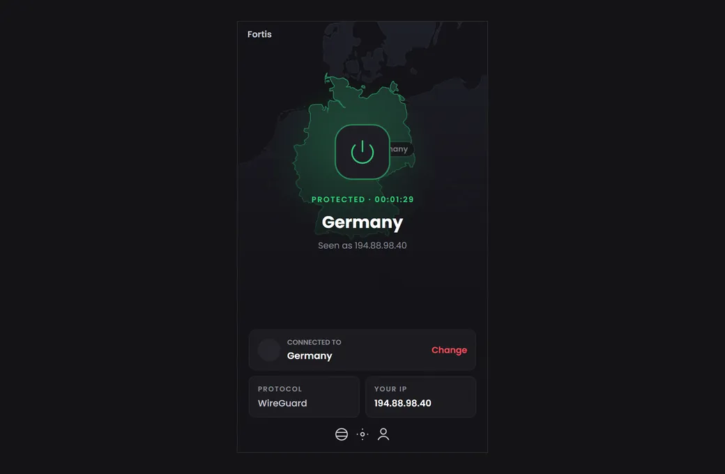 The compact Fortis window while connected to Germany