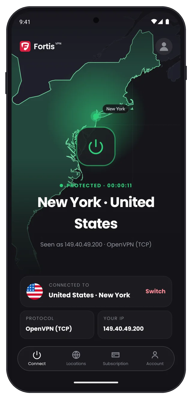 Home screen, connected and protected in New York